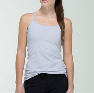🎆Lululemon Power Y Tank *Luon in Wee Stripe White Heathered Medium Grey